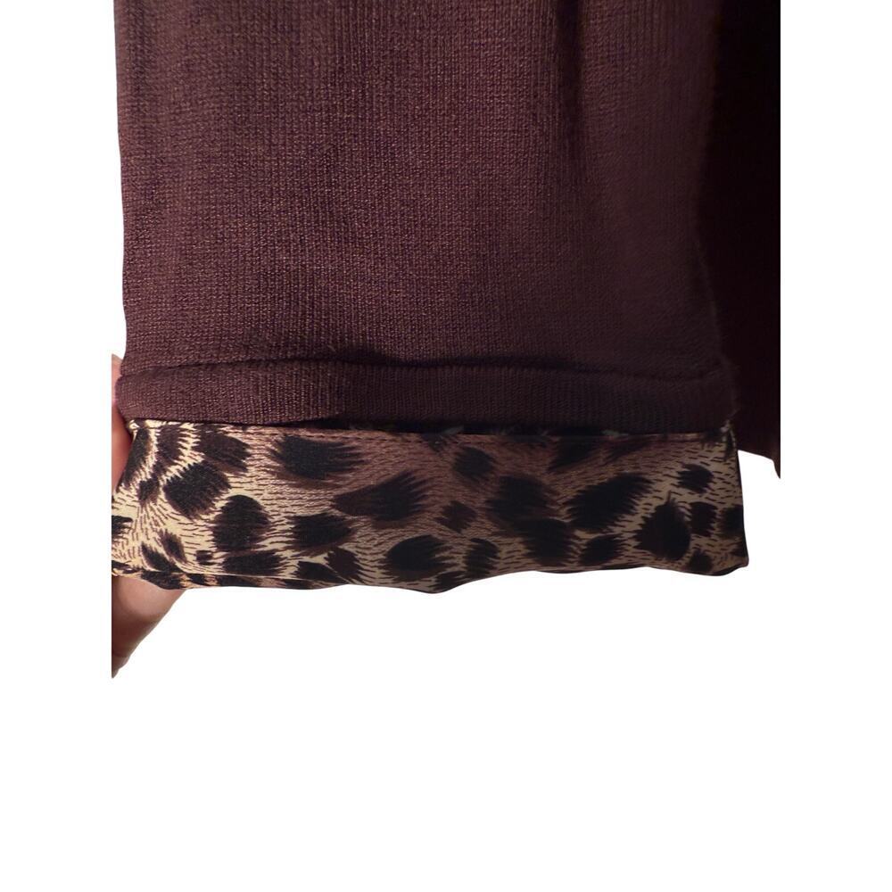 Y2K NWT Kim Rogers Large Brown Blouse with animal print color Women's Large - Picture 2 of 7